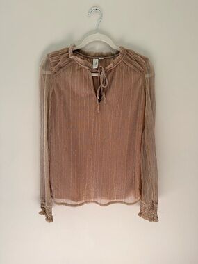 NWOT Joie Sheer Tie-Neck Blouse in Dusty Rose